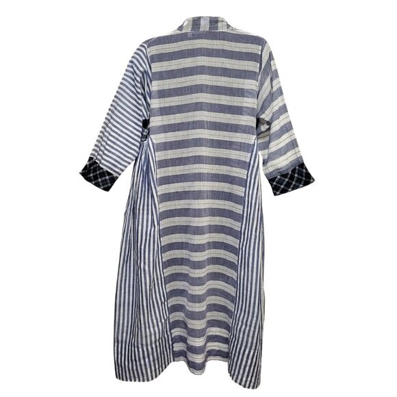 INJIRI Amber Striped Patchwork Midi Dress 100% Cotton - Picture 10 of 17